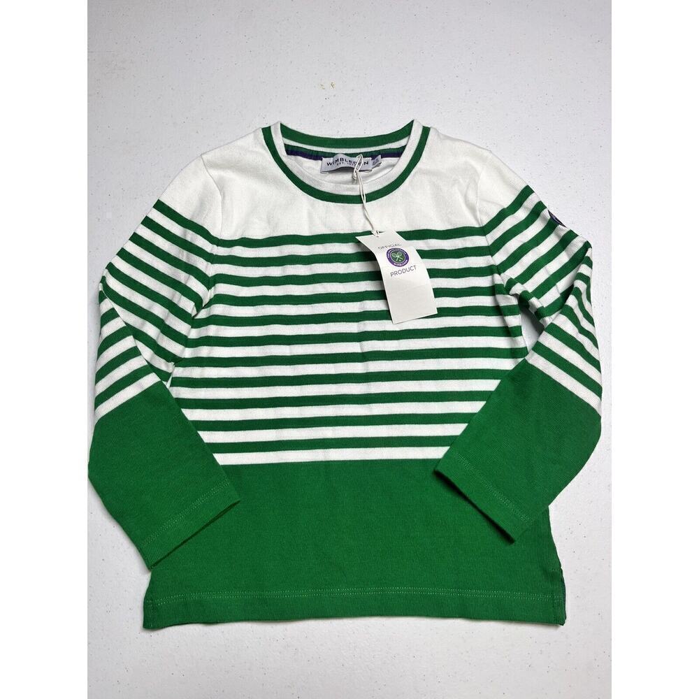 Wimbledon Breton Kids Striped Green Casual Preppy Shirt NWT Size 4-5yrs